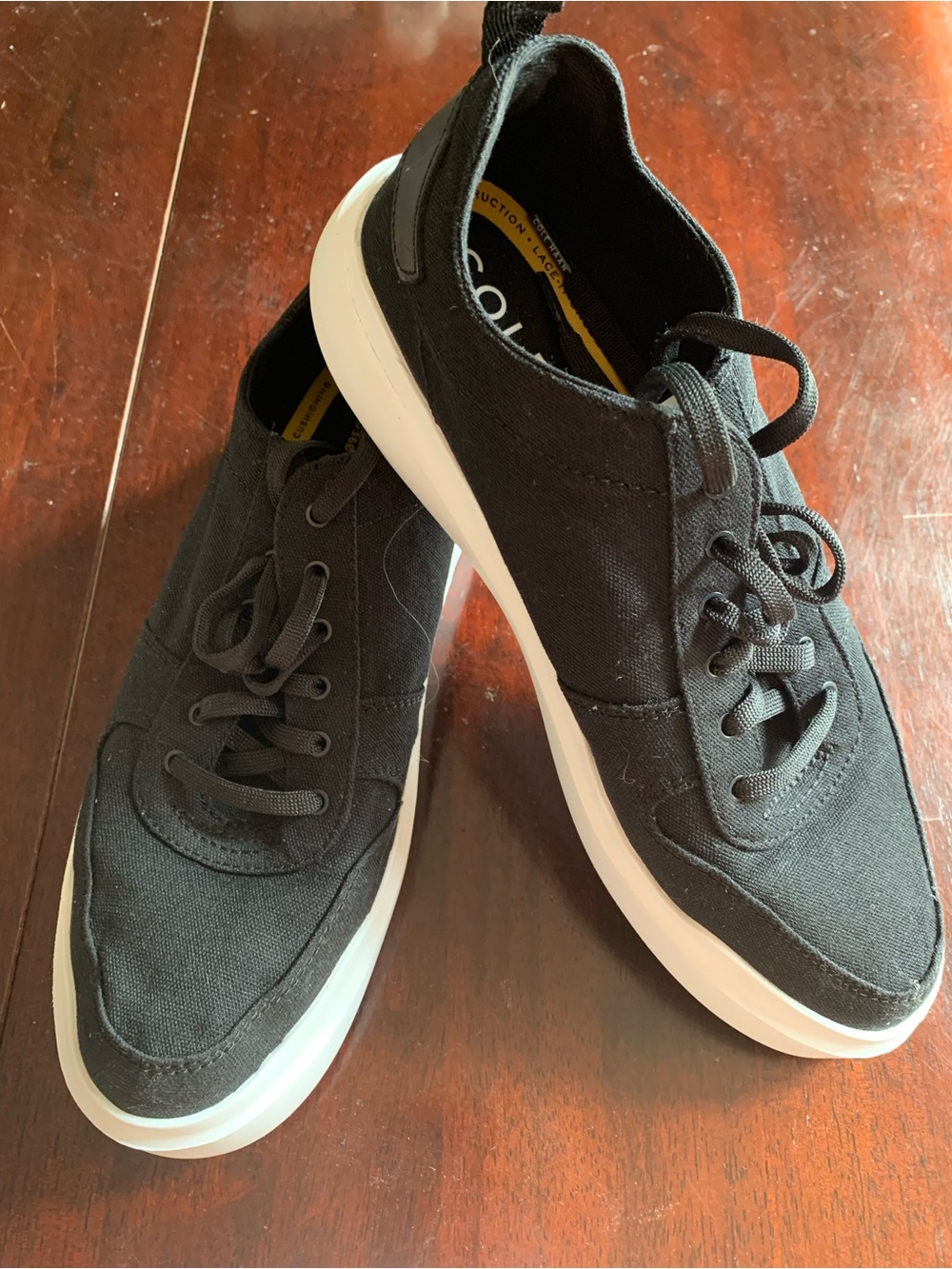 Cole Haan Men's Black Canvas Sneakers with White Sole